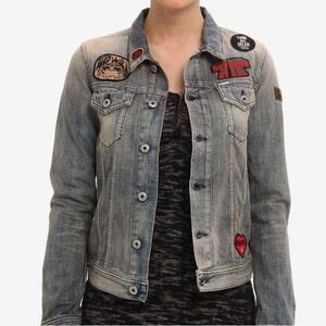 Diesel Distressed Blue Jean Jacket with Patches